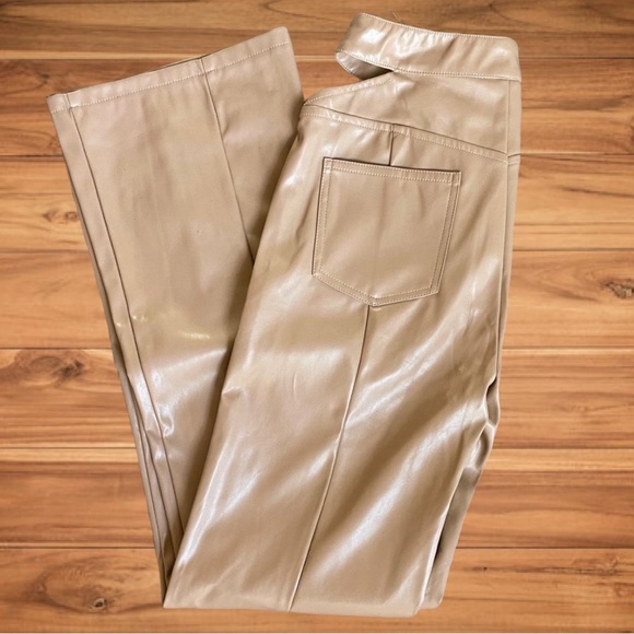 Tiger Mist Vegan Leather High Rise Cutout Wide Leg Flare Pants NWT Y2K Mcbling M - Picture 6 of 12